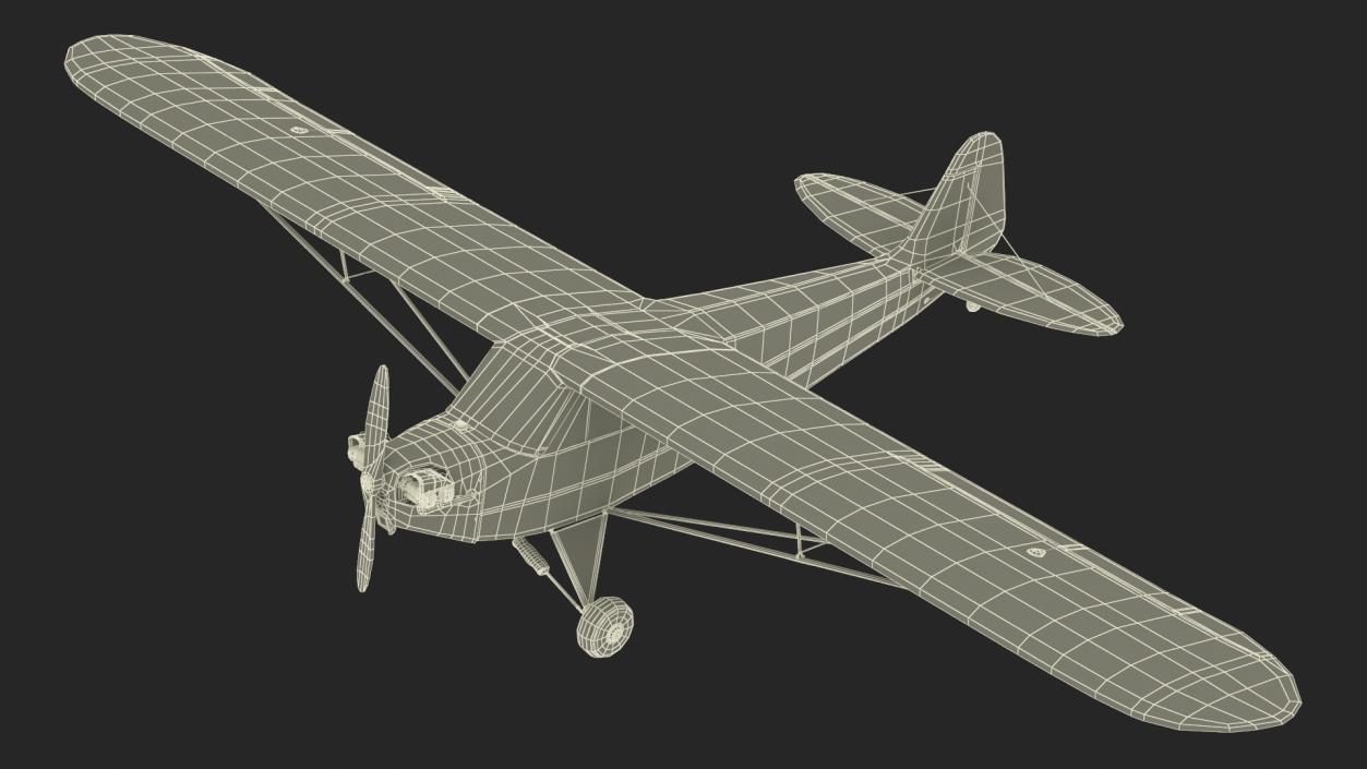 3D Piper J-3 Cub Light Aircraft model