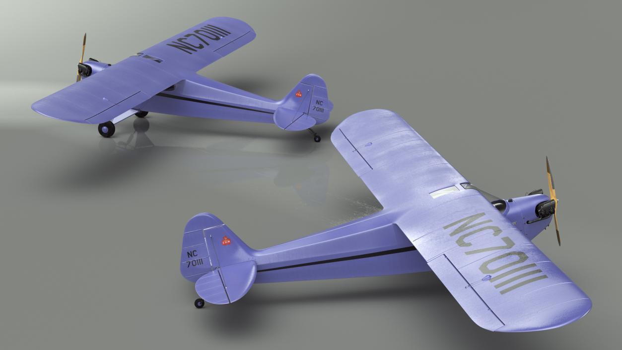 3D Piper J-3 Cub Light Aircraft model