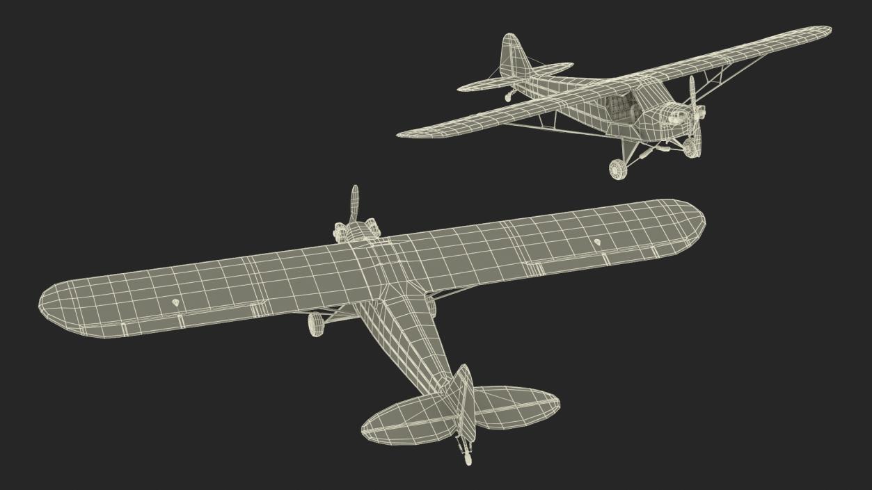 3D Piper J-3 Cub Light Aircraft model