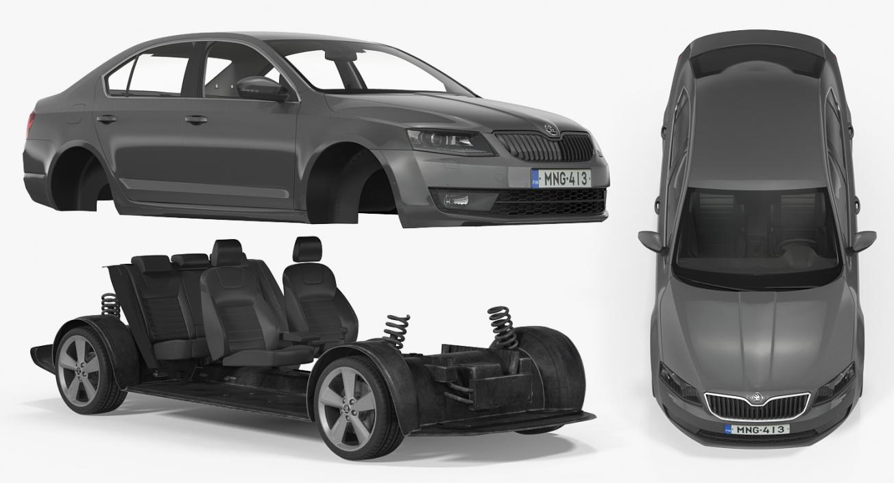 3D model Skoda Octavia 2016 Rigged