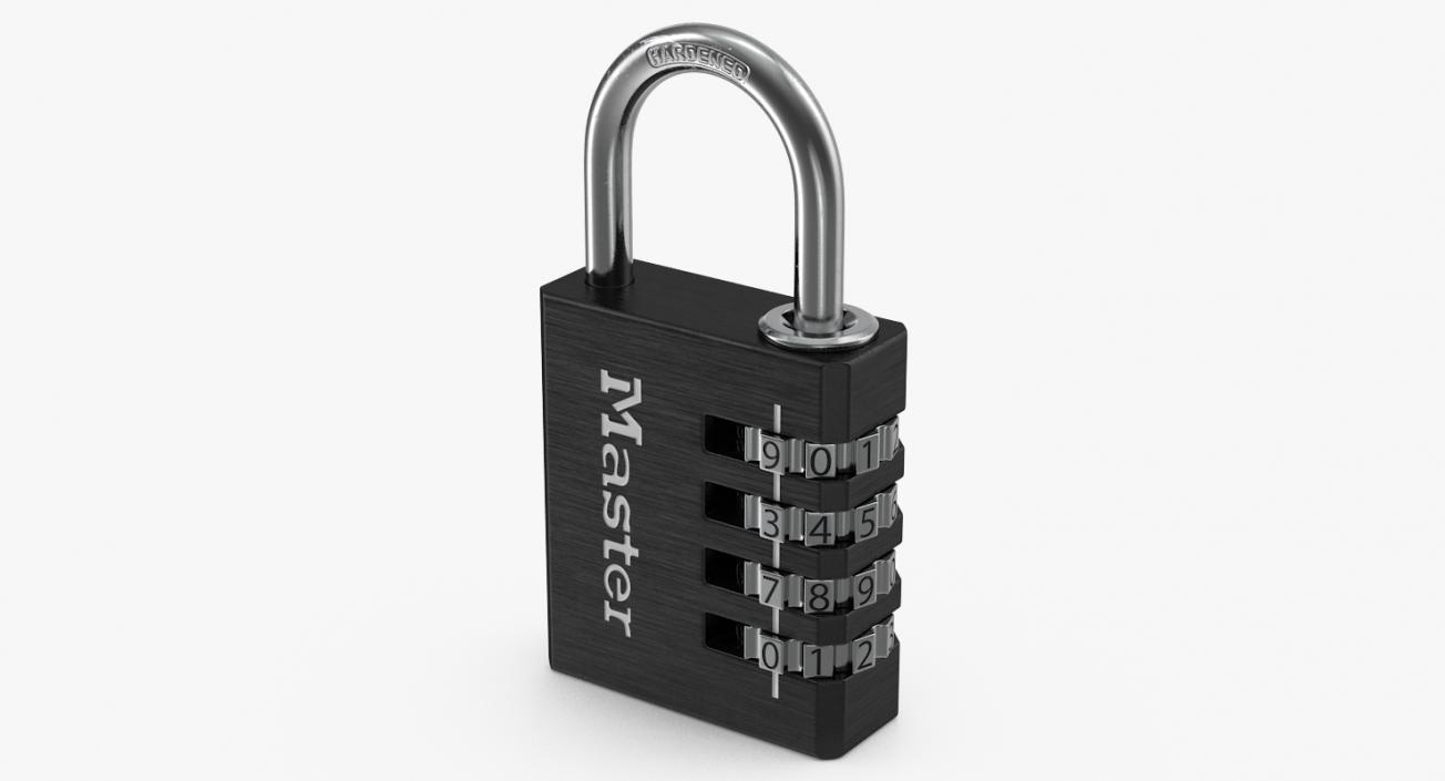 Combination Padlock Master Black 3D