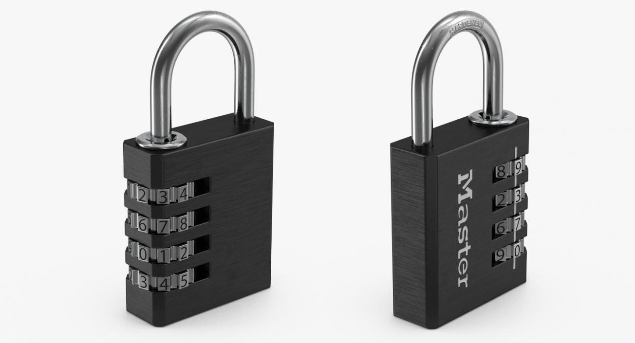 Combination Padlock Master Black 3D