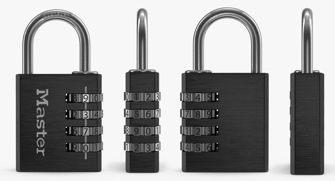 Combination Padlock Master Black 3D