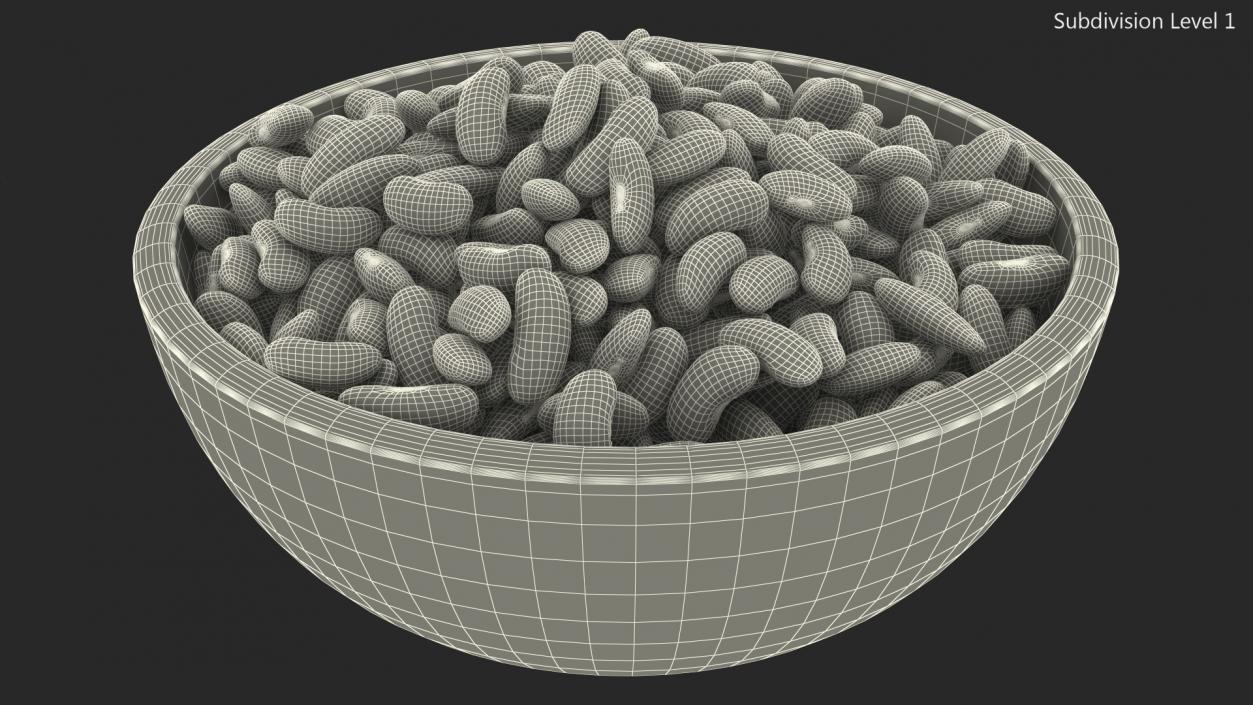 3D model Full Bowl of Light Red Kidney Beans