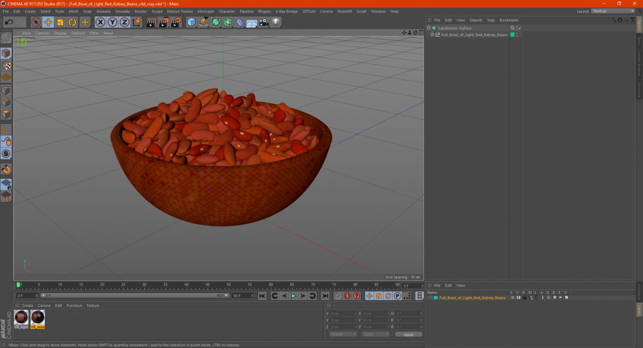 3D model Full Bowl of Light Red Kidney Beans