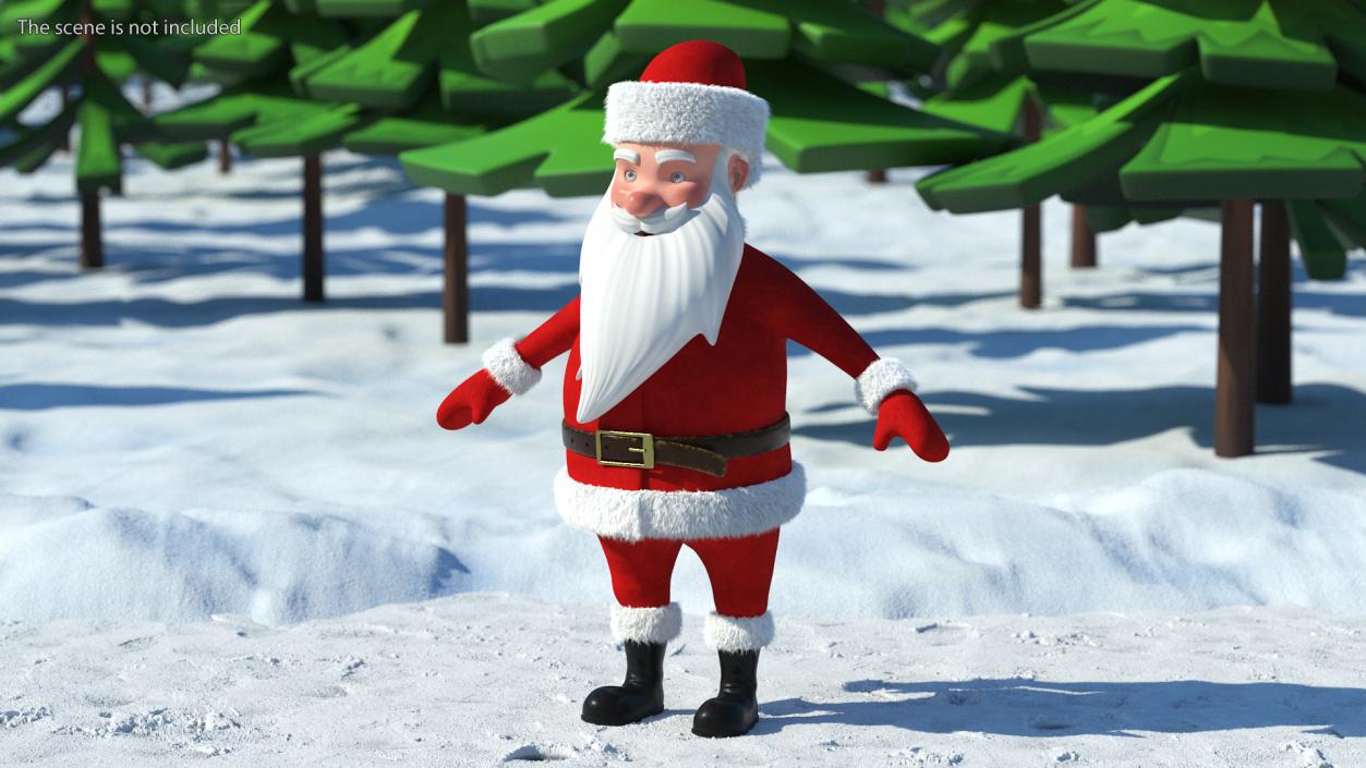 3D model Santa Claus Cartoon Fur Rigged