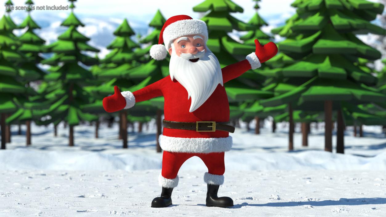 3D model Santa Claus Cartoon Fur Rigged