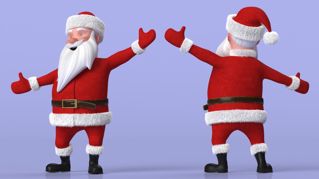 3D model Santa Claus Cartoon Fur Rigged