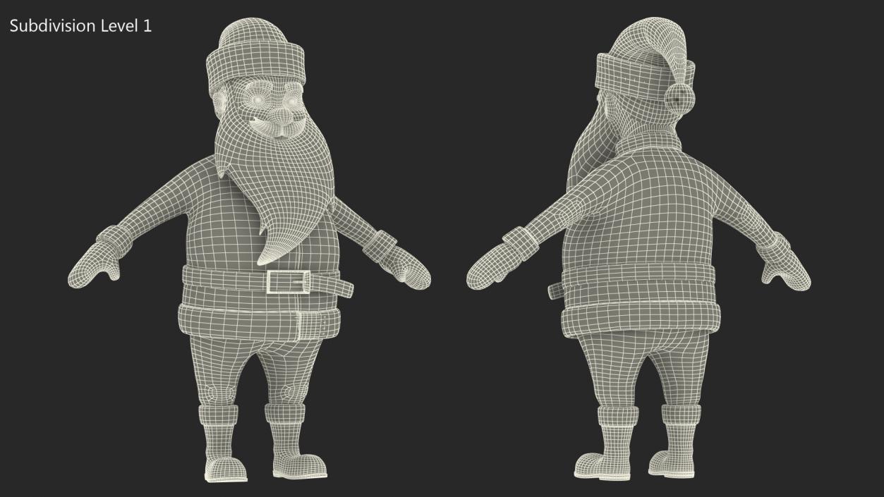 3D model Santa Claus Cartoon Fur Rigged