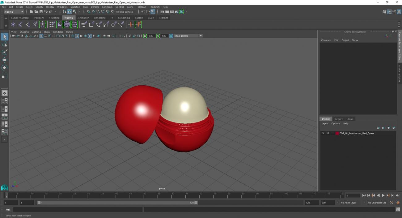 3D EOS Lip Moisturizer Red Open model