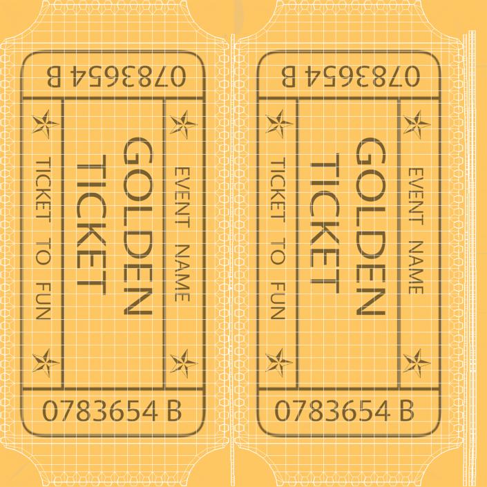 3D Golden Event Ticket 2