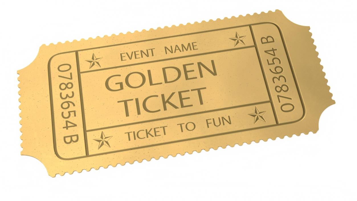 3D Golden Event Ticket 2