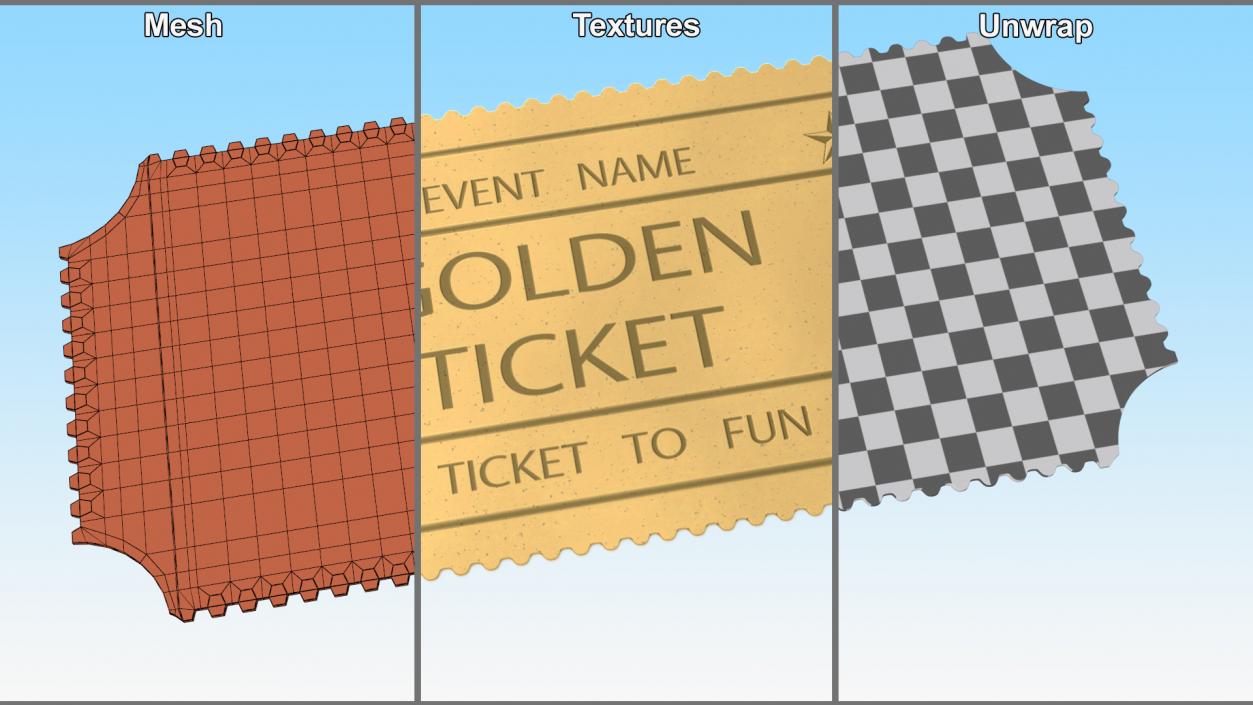 3D Golden Event Ticket 2