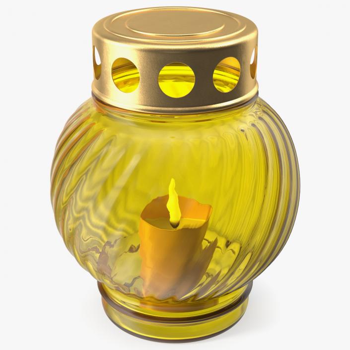 3D Memorial Grave Candle Lamp Yellow model