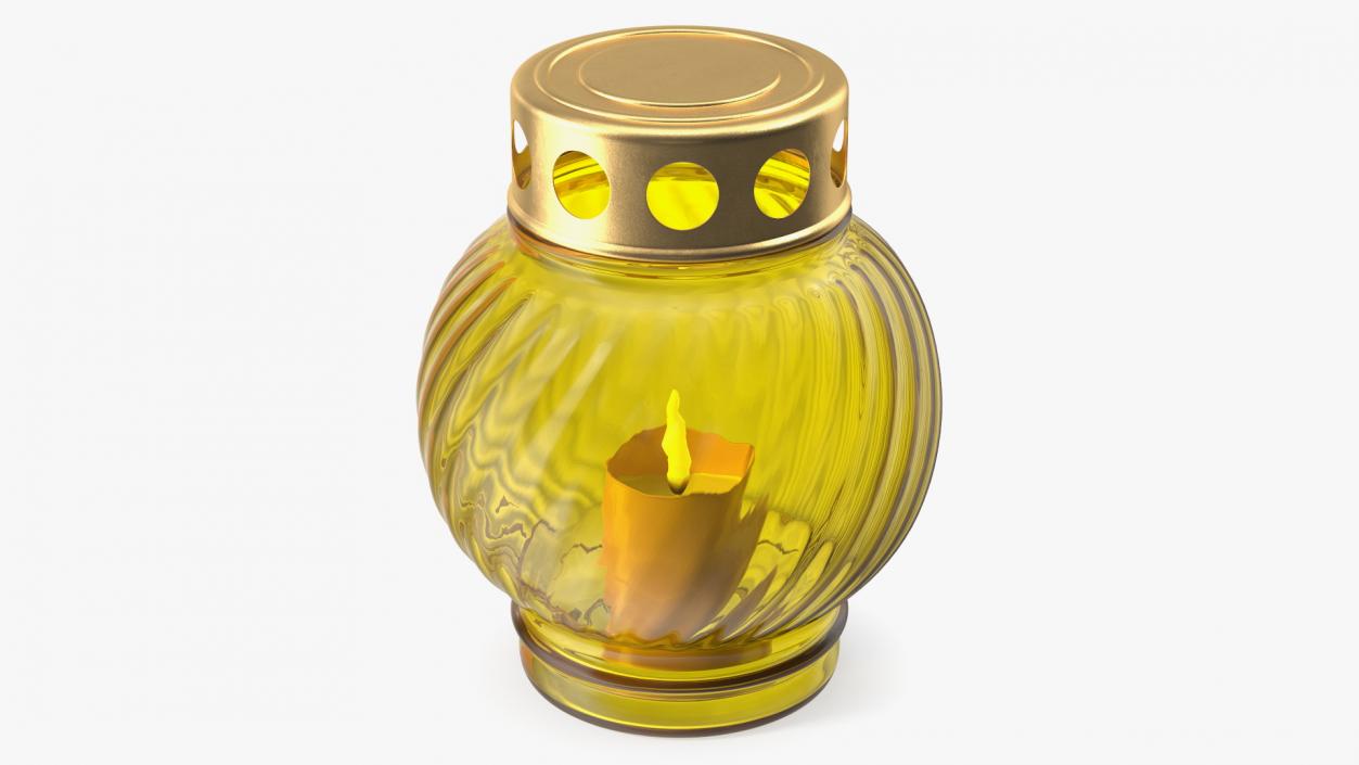 3D Memorial Grave Candle Lamp Yellow model