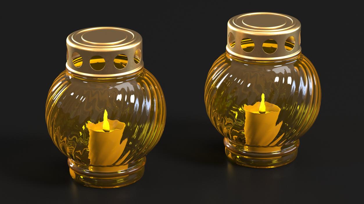 3D Memorial Grave Candle Lamp Yellow model