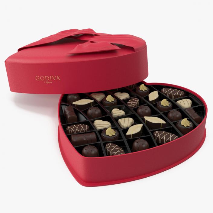 3D Opened Box of Chocolate Candies Godiva model