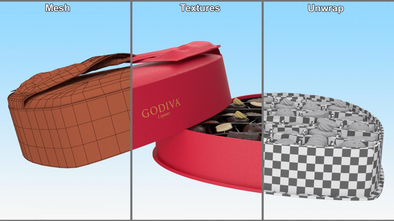 3D Opened Box of Chocolate Candies Godiva model