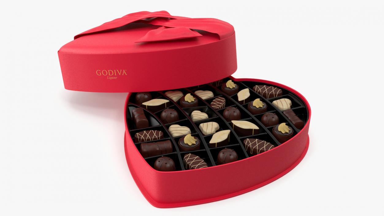 3D Opened Box of Chocolate Candies Godiva model