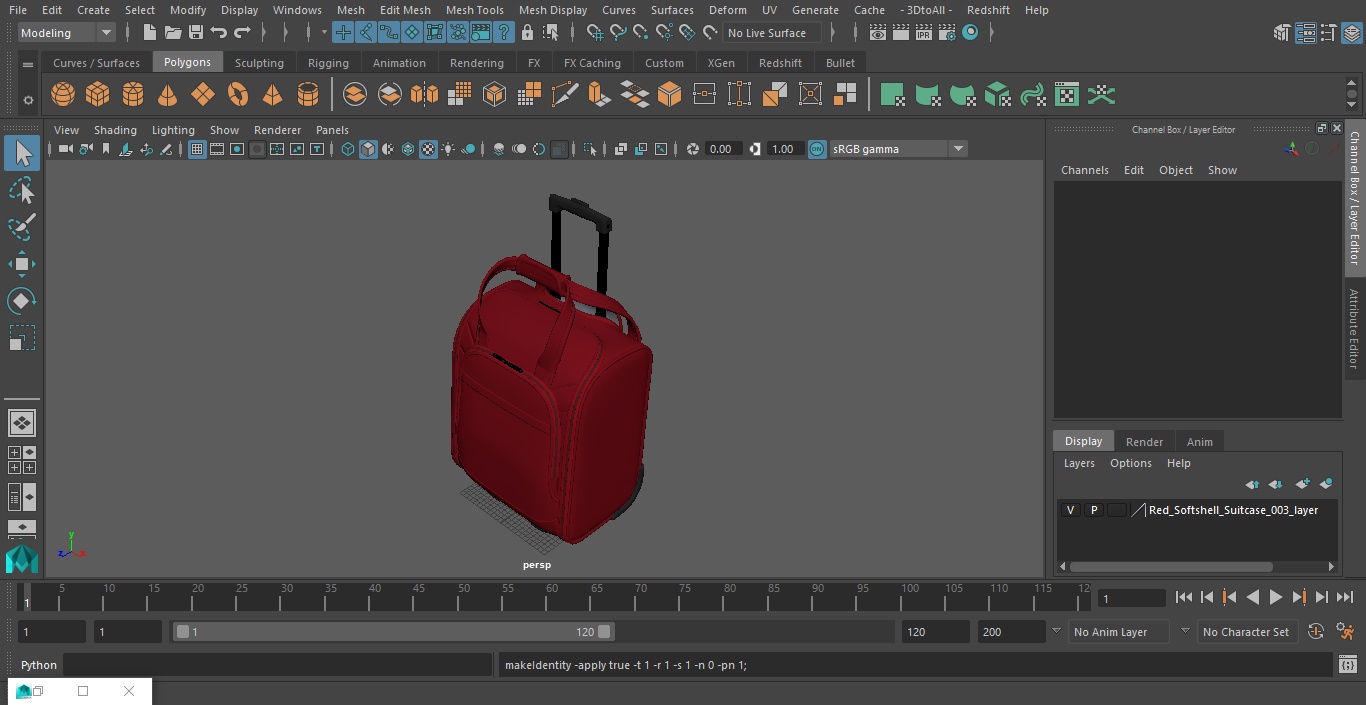 Red Softshell Suitcase 3D