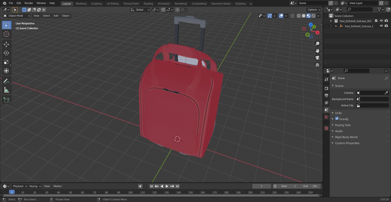 Red Softshell Suitcase 3D