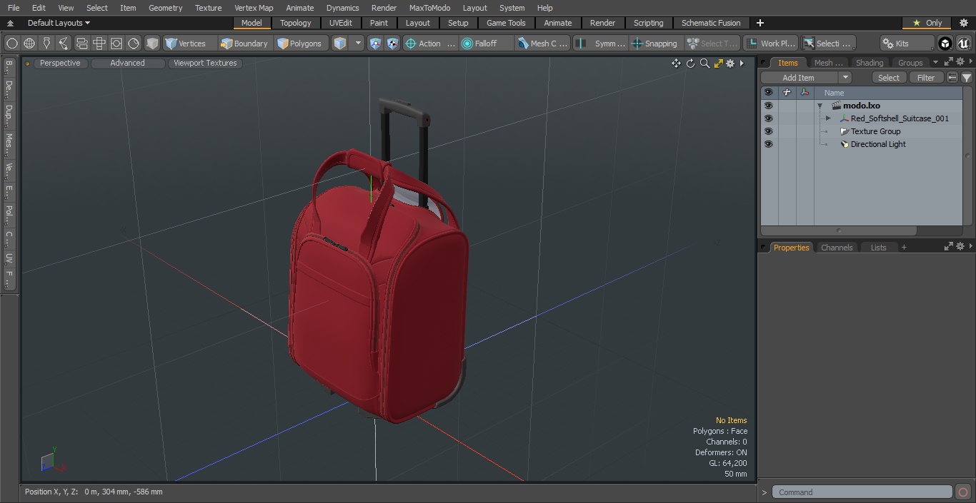 Red Softshell Suitcase 3D