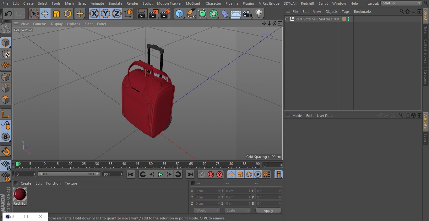 Red Softshell Suitcase 3D