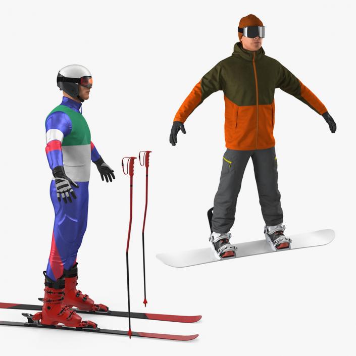 Skier and Snowboarder Collection 3D