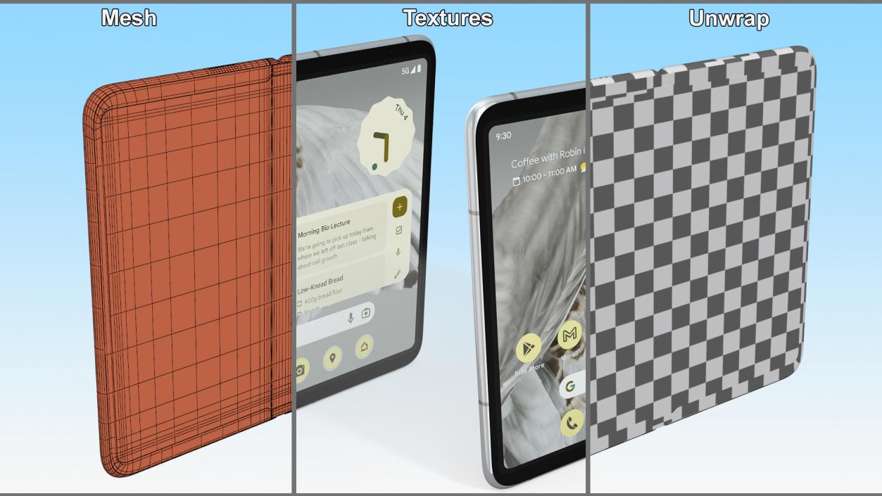 Foldable Android Smartphone Rigged 3D model