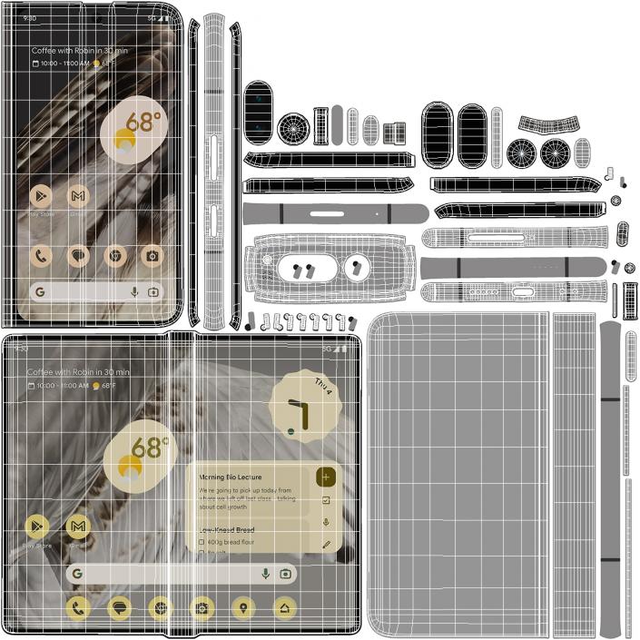 Foldable Android Smartphone Rigged 3D model