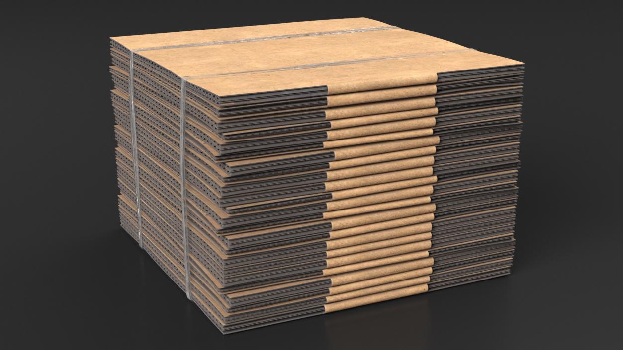 3D Stack of Folded Cardboard Boxes