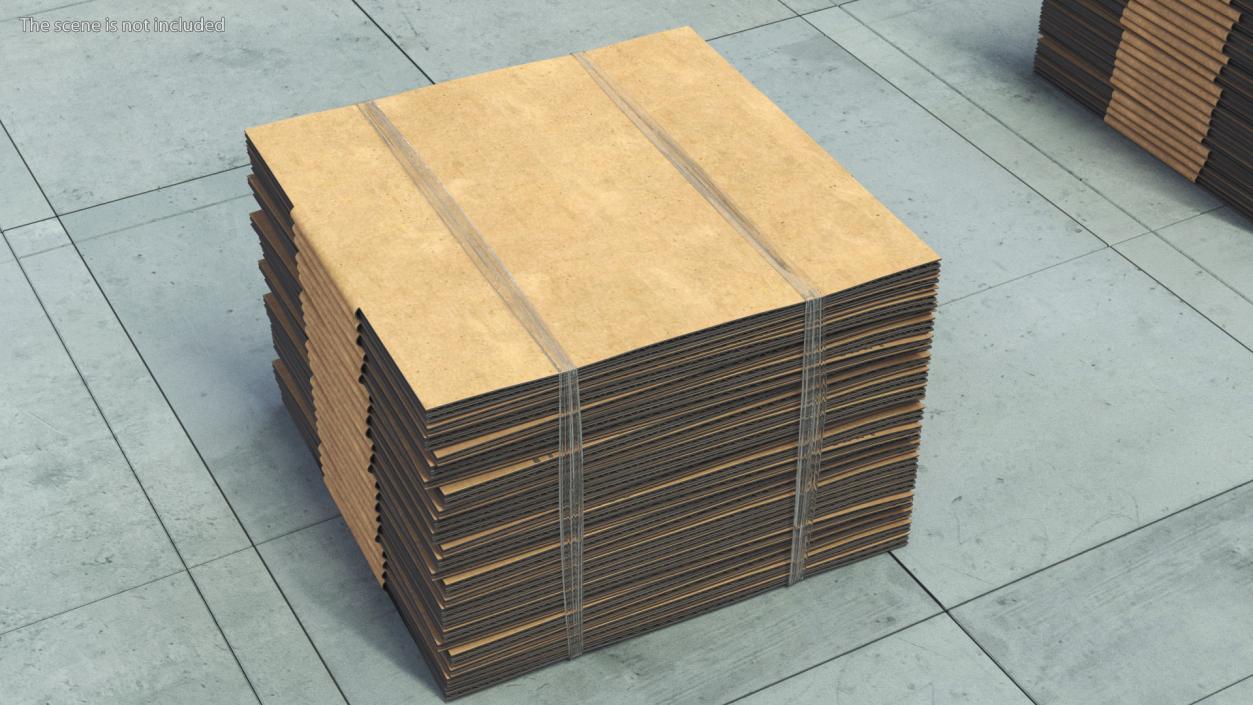 3D Stack of Folded Cardboard Boxes