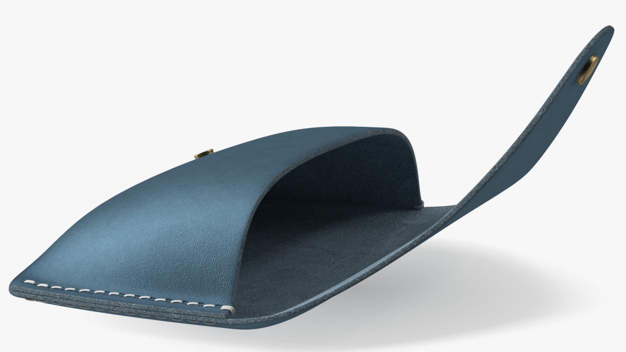 3D Leather Sunglasses Case Open Blue model