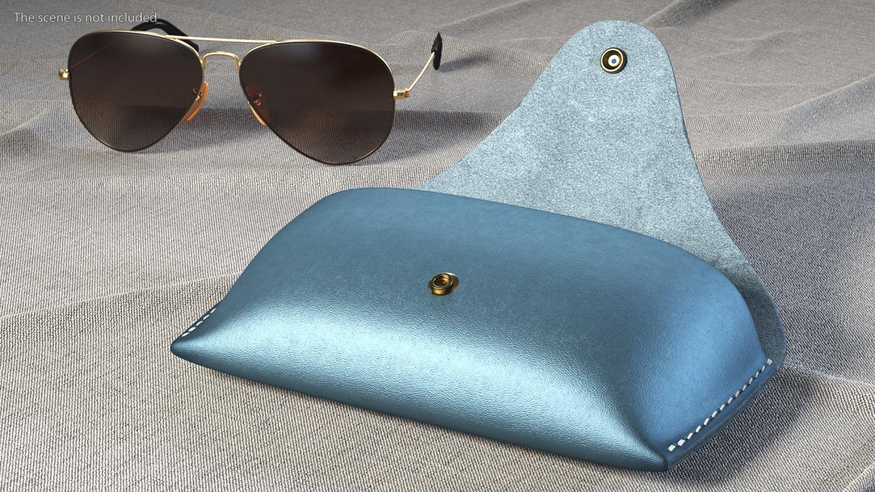 3D Leather Sunglasses Case Open Blue model