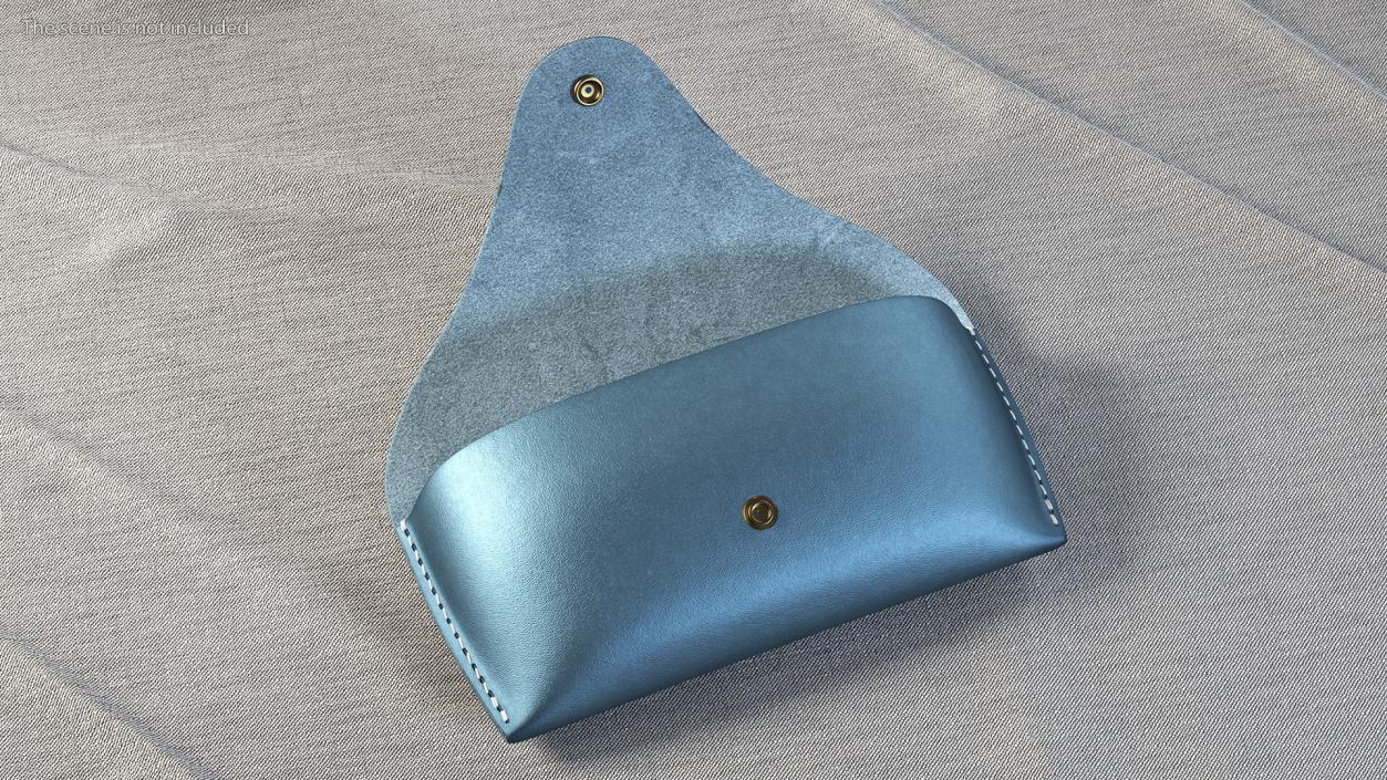 3D Leather Sunglasses Case Open Blue model