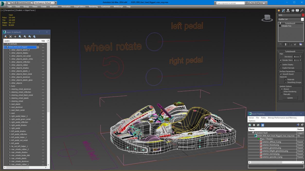 3D model SODI RX8 Kart Used Rigged