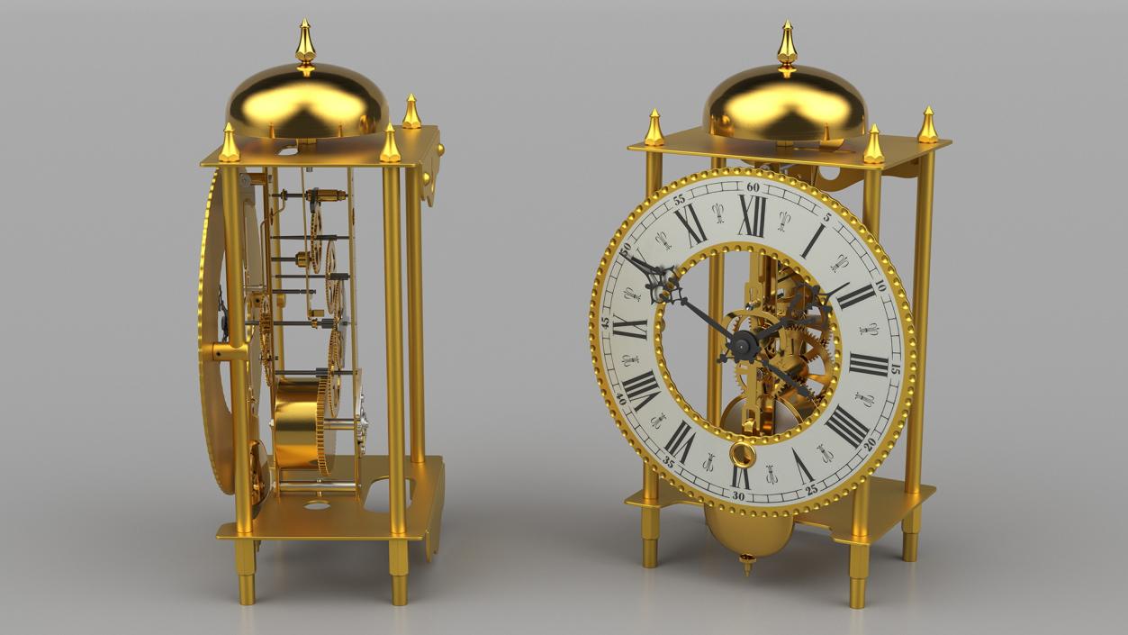 Open Mechanical Skeleton Clock 2 3D