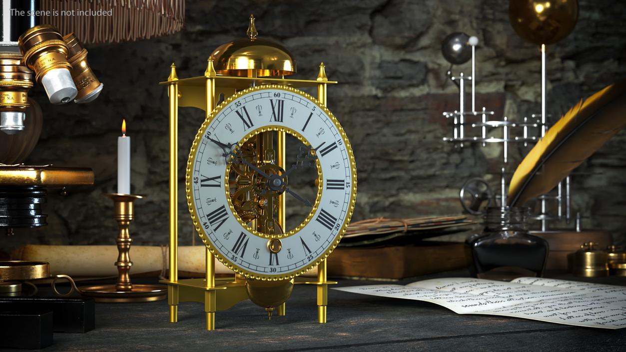 Open Mechanical Skeleton Clock 2 3D