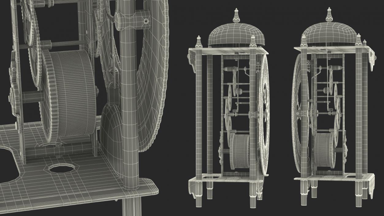 Open Mechanical Skeleton Clock 2 3D