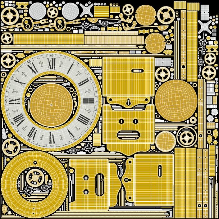 Open Mechanical Skeleton Clock 2 3D