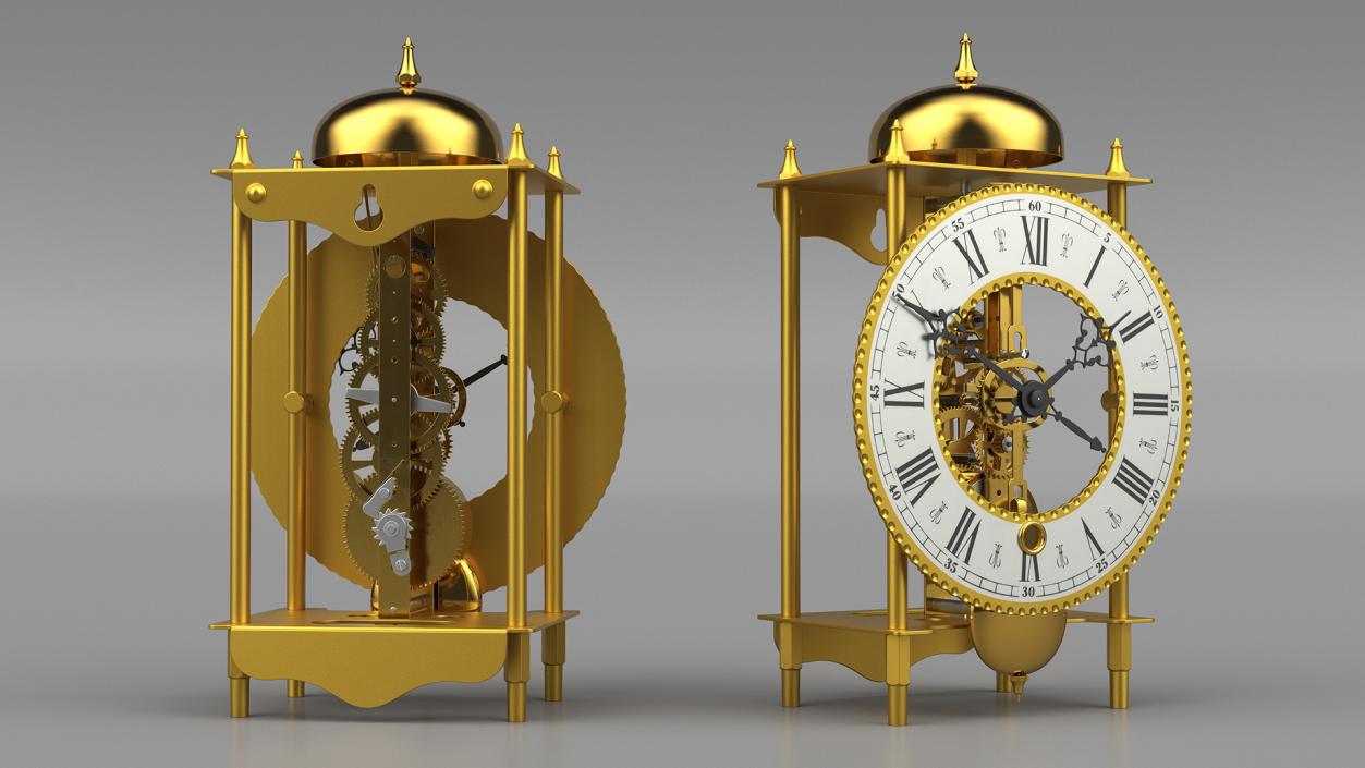 Open Mechanical Skeleton Clock 2 3D