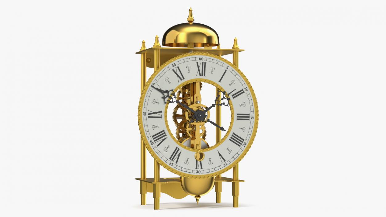 Open Mechanical Skeleton Clock 2 3D