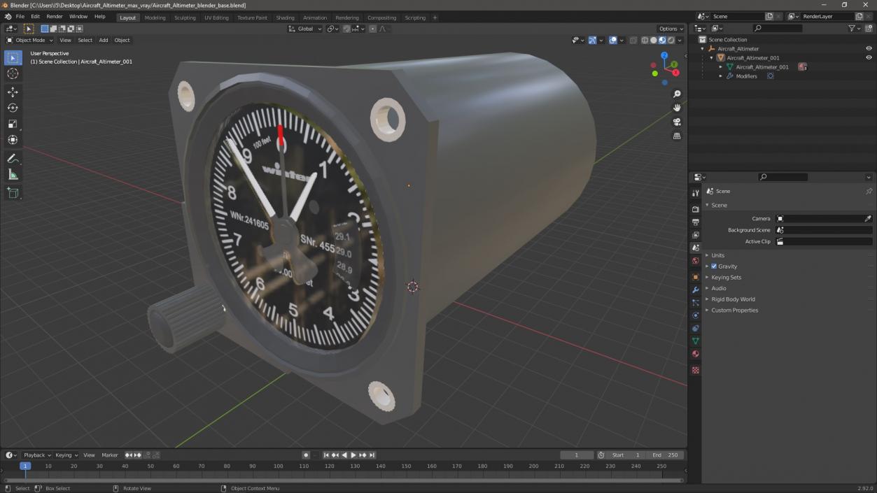 3D Aircraft Altimeter model