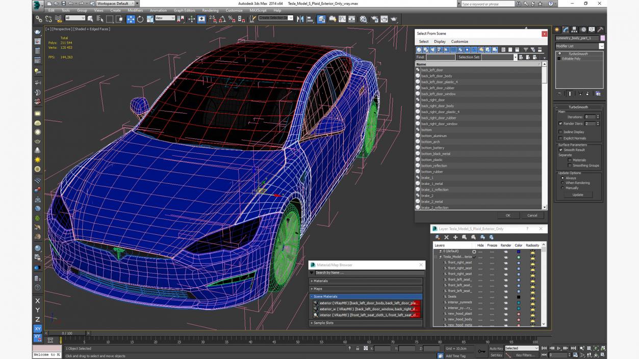 3D Tesla Model S Plaid Exterior Only model