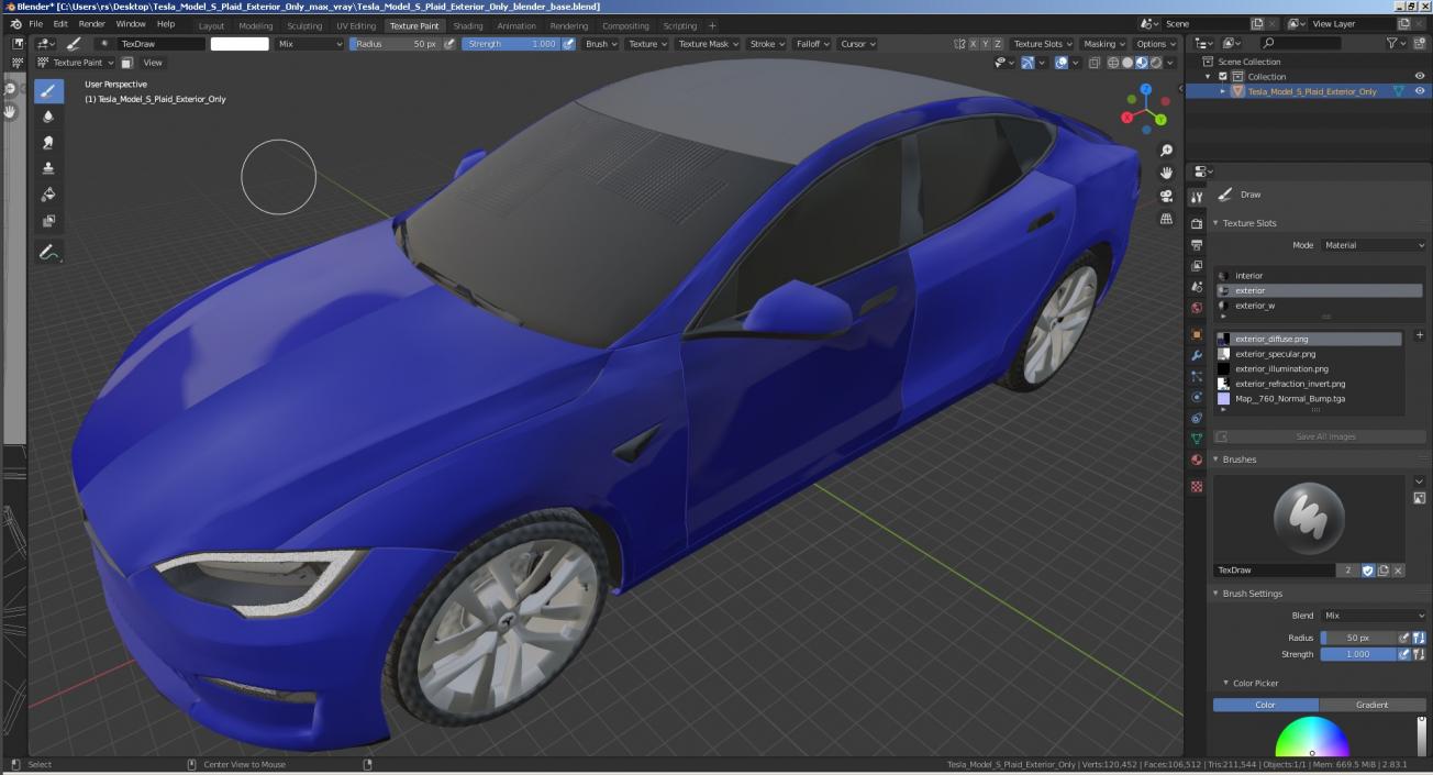 3D Tesla Model S Plaid Exterior Only model