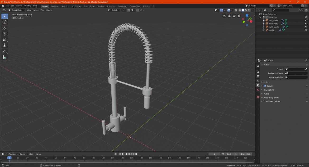 Professional Pullout Kitchen Tap 3D