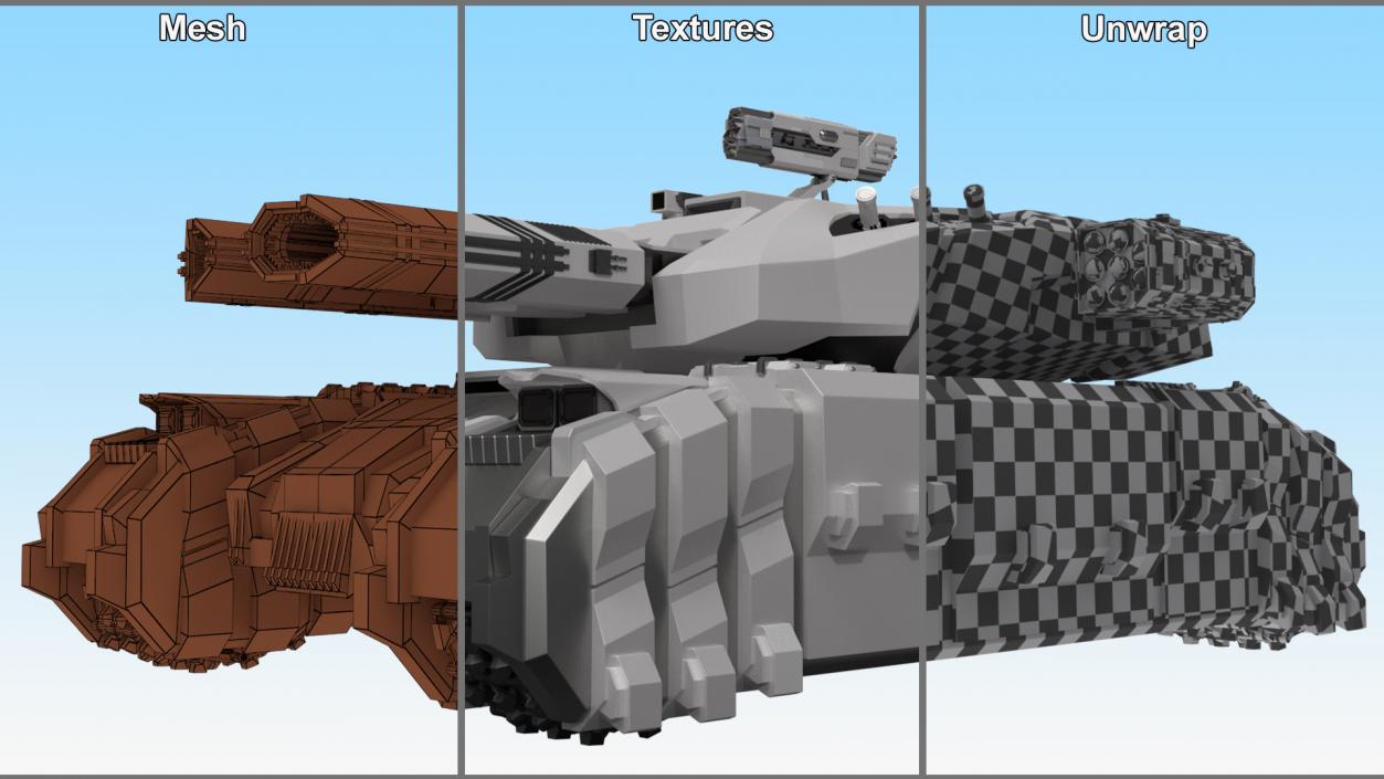 3D Fantastic Heavy Tank White Rigged model