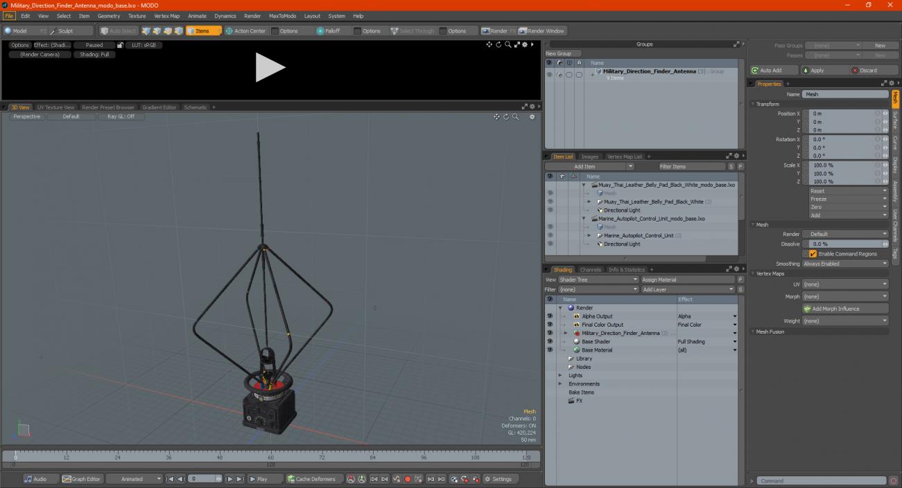 3D Military Direction Finder Antenna model