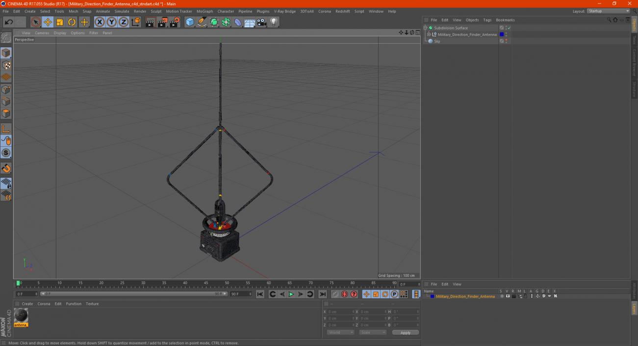 3D Military Direction Finder Antenna model