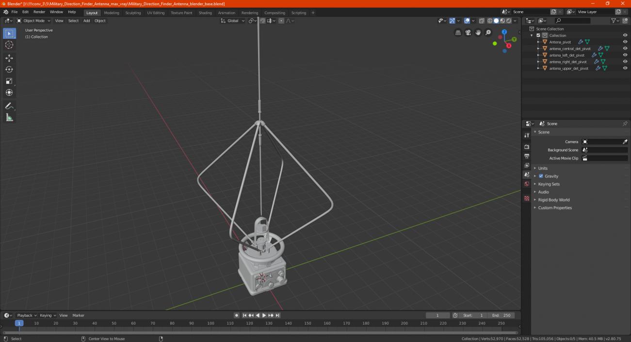 3D Military Direction Finder Antenna model